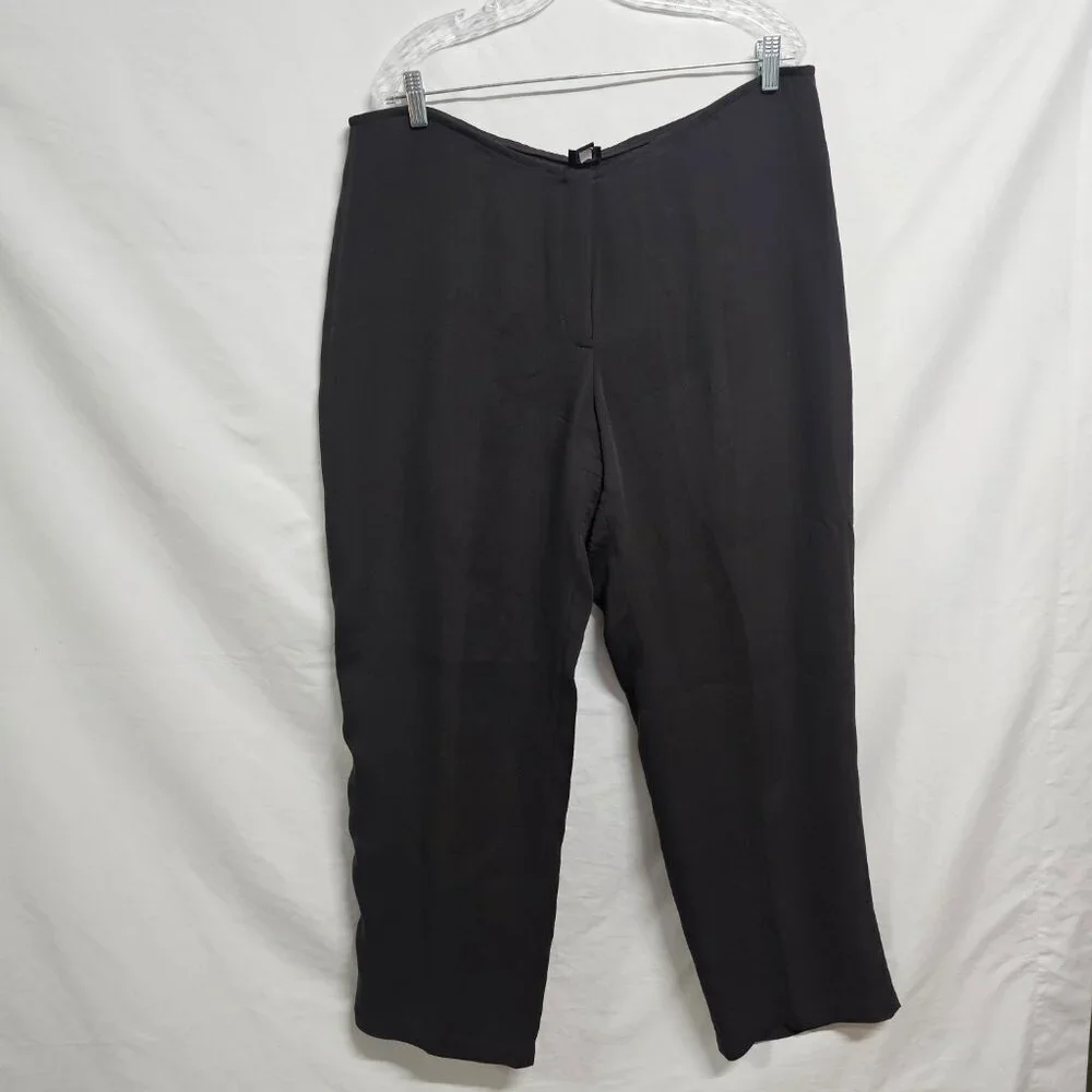 Eileen Fisher 100% Silk Zip Up Women Pants Size L Brown Straight Leg